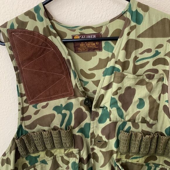 Vintage Caliber Camo Hunting 80’s Suede Bird/Field Vest‎ - Picture 2 of 9